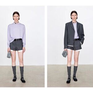 CHICJOC Plaid 100% Wool High-End Tailored Shorts with Exposed Pockets size 40